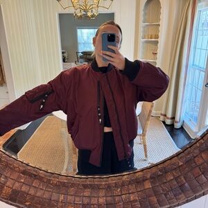 Reebok x Victoria Beckham Burgundy Bomber Jacket Size XS